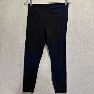 Lululemon Nulu Colour Block Black Blue High Rise Tight 25" Leggings Size 10 Yoga